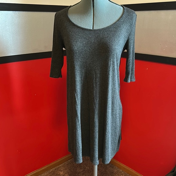 Vanity Gray Ribbed Dress - Picture 1 of 4